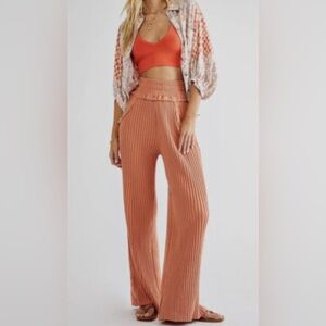 FREE PEOPLE Serena Rib Raw Hem Casual Lounge Pants, size M
